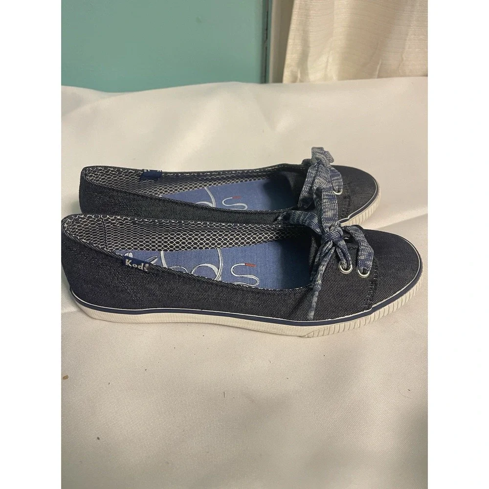 Keds Seaside Canvas Navy/White‎ Slip-On Canvas Flats Size 6.5 BinC